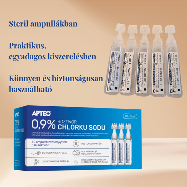 Fiziológiás sóoldat 0,9% – 40 db x 5 ml ampulla