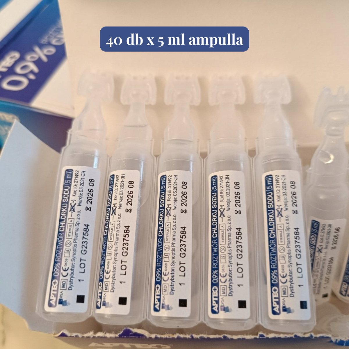 Fiziológiás sóoldat 0,9% – 40 db x 5 ml ampulla